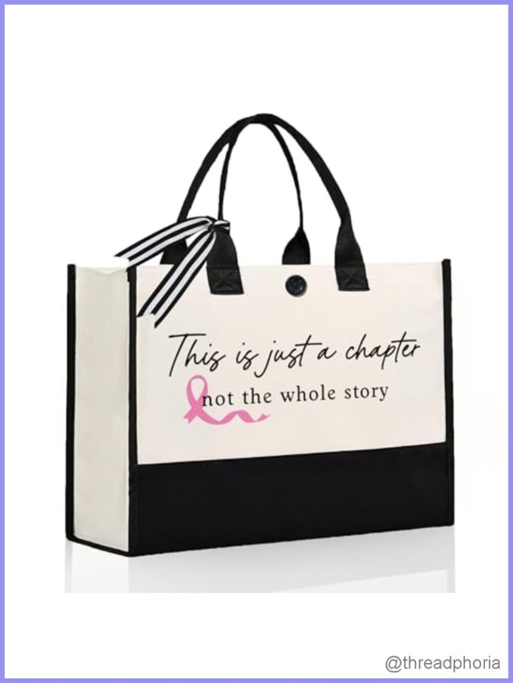 Canvas Tote Bag Large Capacity Breast Cancer Awareness Pink Ribbon